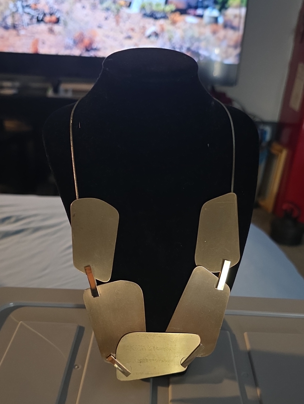 Vintage Gold Panel Link Necklace
